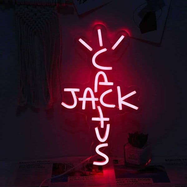 Cactus Jack Neon Sign Red Words Neon Light Sign Wall Art Rap Talking Light Up Hanging Sign Bedroom Home Bar Pub Party Decor USB Z250218