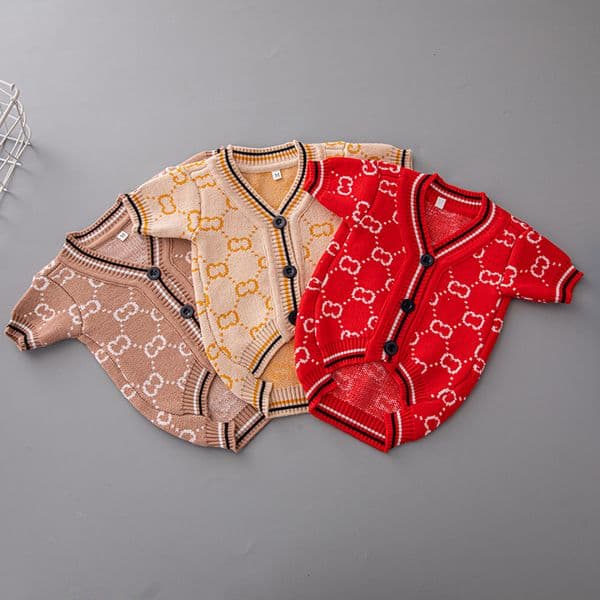 Designer Dog Sweater - Jacquard Pattern & Soft Warm Material for Pet Comfort, Luxury Knitted Dog Cardigan - Premium Soft Fabric & Charming Design for Furry Friends S A361