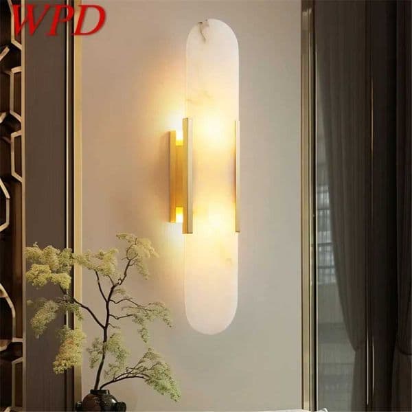 WPD Contemporary Brass Wall Lamp Creativity Marble Living Room Bedroom Study Room Hotel Villa Model Room Hall Way Aisle Light Z250218