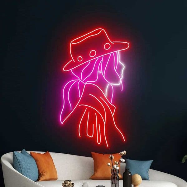Cowgirl Neon Sign Cowboy Hat Lady Led Light Western Woman Room Wall Art Decor Female Neon Light Z250218