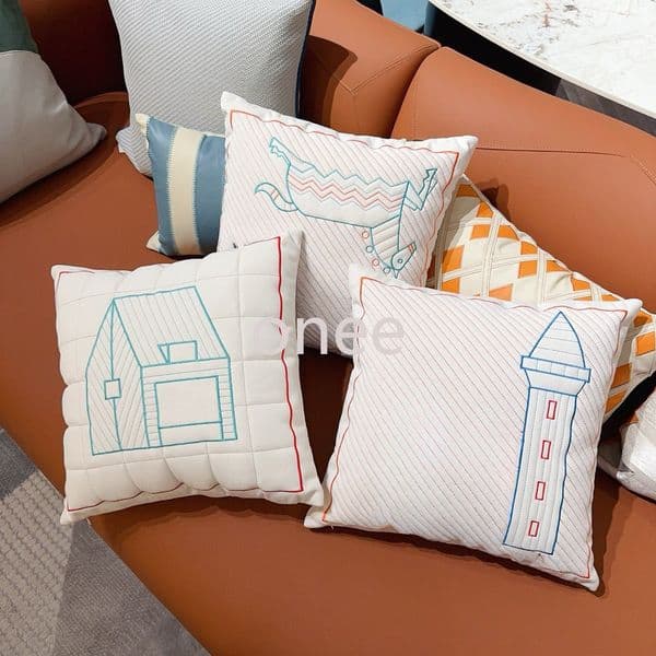 Designer light luxury living room sofa cushions bed cushion pillow sets modern backrest embroidery pony simple cabin Home Decor Pillow Cases 43x43cm