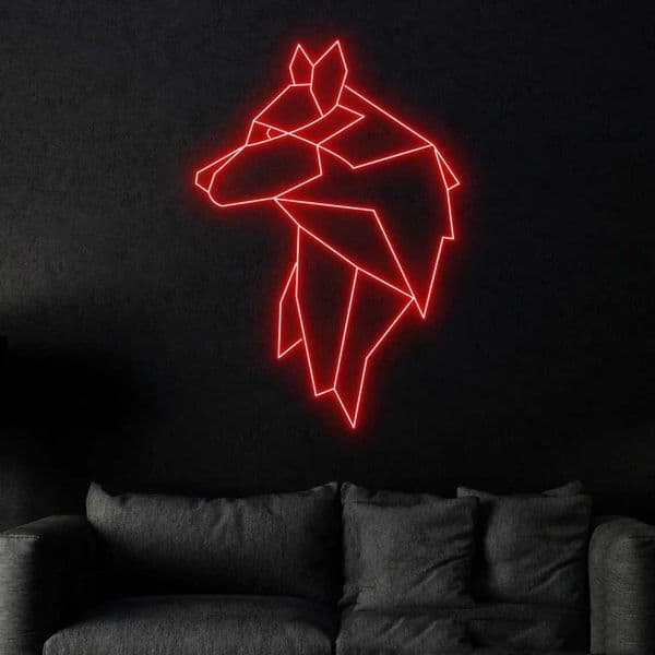 Wolf Geometric Neon Sign Home Bedroom Wall Art Decor Wolf Led Light Z250218