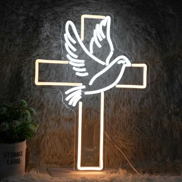 Jesus Cross Neon Sign Light Led Neon Sign Bedroom Home Decoration Neon Sign Wall Decor Christmas New Year Christian Z250218