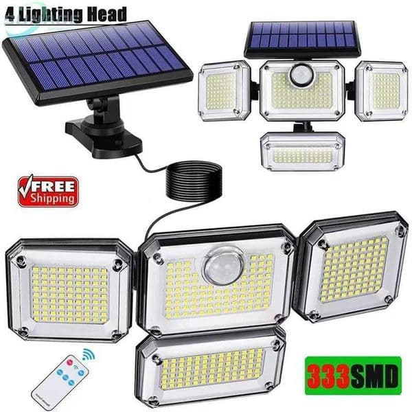 138/198/333/74 LED Solar Lights Outdoor Motion Sensor Human Induction Adjustable Head IP65 Waterproof Solar Power Wall Lamp X250218