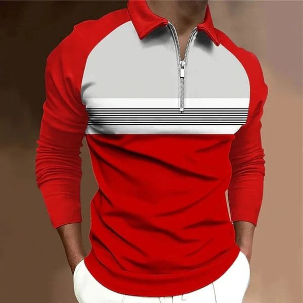 Spring Autumn Men Clothes Fashion Long Sleeve Zipper Polo Shirt Business Casual Lapel Tops 100 Polyester 250213