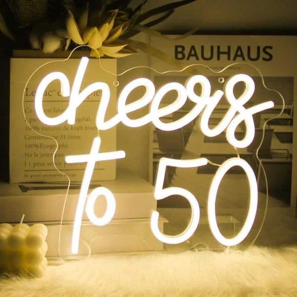 Cheers to 50 Neon Sign Happy 50th Birthday Neon Signs Cheers to 50 Years LED Light for Bedroom Bar Birthday Party Wall Art Decor Z250218