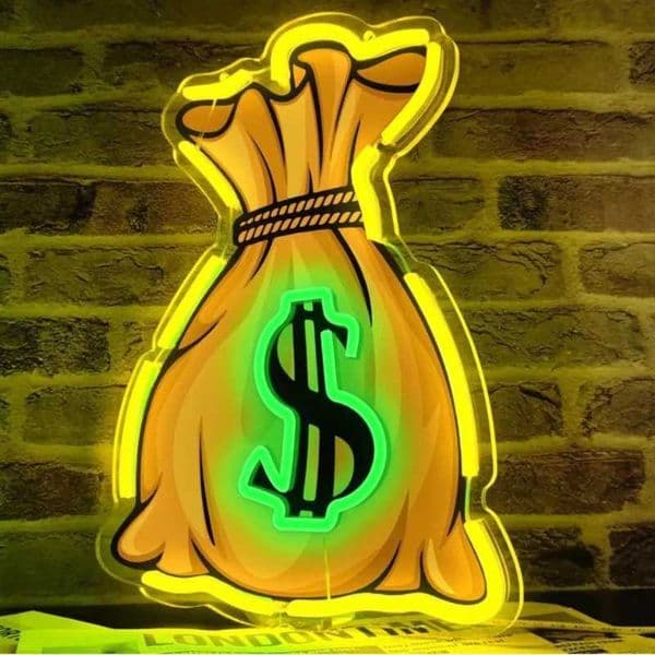 Money Bag Neon Signs for Wall Decor Personalized Led Neon Lights Custom UV Print Neon Sign USB Powered Wall Art Decoration Z250218