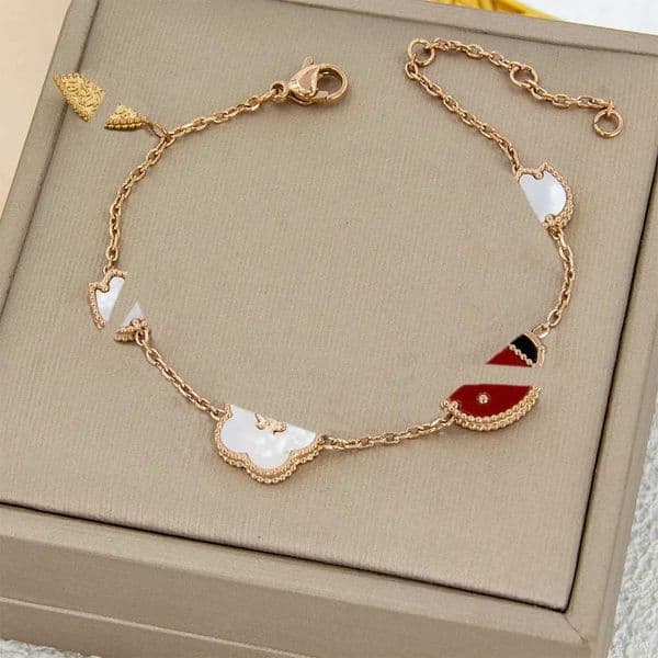 Charm Bracelets Seven Star Ladybug Bracelet Necklace Set - Natural White Shell Design Lightweight J250215