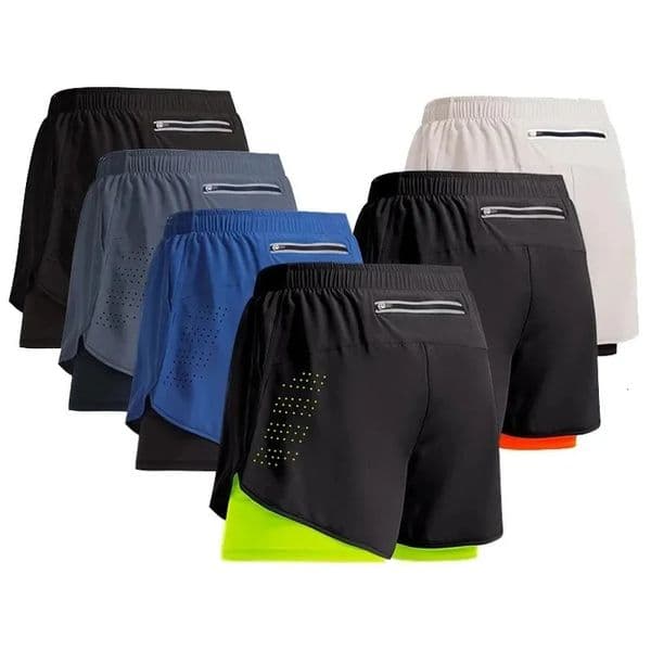 Sport Shorts Men Sportswear 2 In 1 Short Pants Doubledeck Beach Bottoms Summer Gym Fitness Training Jogging Running 250219BANJIA