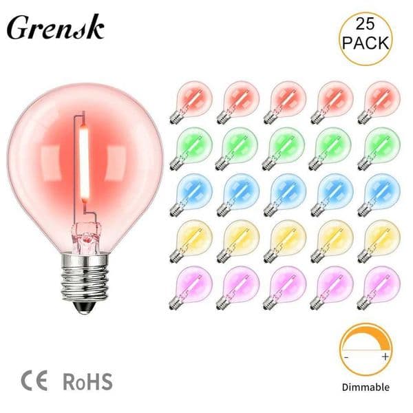 G40 color LED string light bulb replacement E12 candlelight base 1W full-color ball light RGB Christmas party decoration Z250219