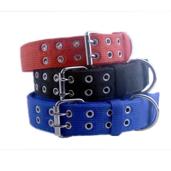 Military green canvas dog collar double buckle sturdy and adjustable pet collar suitable for medium-sized and large dogs W250219