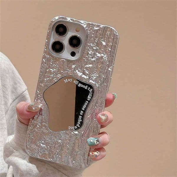 Luxury Special Rock Pattern Mirror Phone Case For iPhone 15 14 13 12 Pro Max 11 X S XR 7 8 Plus SE Stylish Protective Soft Cover M250219