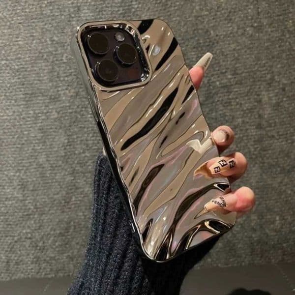 Luxury electroplated 3D wave pattern glossy shell suitable for iPhone 16 15 14 13 12 11 Pro Max X XS Max XR 7 8 Plus stylish and bright bumper cover M250219