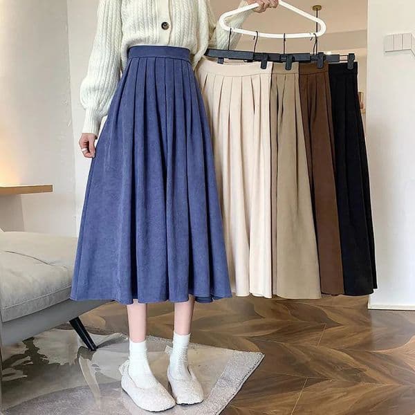 Lucyever Vintage Brown High Waist Pleated Skirt Women Korean Fashion College Style Long Ladies Autumn Casual A line Skirts 250213BJ
