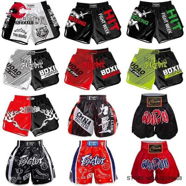 Bo Satin Muay Thai Shorts Men Women Child Boy Girl Quick Dry Sanda Sparring Grappg Cage Fighting Kickbo Pants W250219