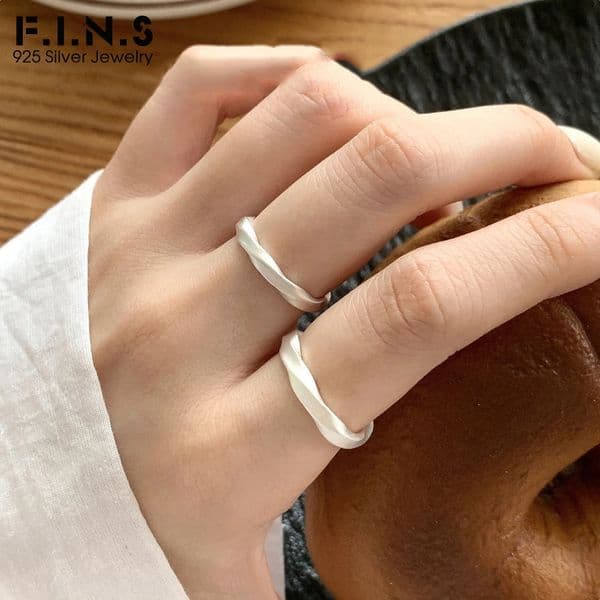 F.I.N.S Pure S999 Sterling Silver Mobius Ring Twist Matte Open Adjustable Index Mid Couple Finger Minimalist Fine Jewelry 250213