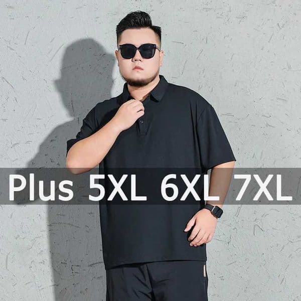 Polo Shirt Men Plus Size 4XL 5XL 6XL 7XL Short Sleeve Knitted Polo Shirts Loose Polos Oversized Tops Big Size Men Clothing T XJ250219