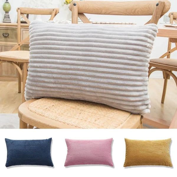 1PC Comfortable Flannel Fleece Rectangular Pillowcase Cushion Cover Lumbar Stripes Corduroy Decorative Warm Pillow Case 30x50cm 250217