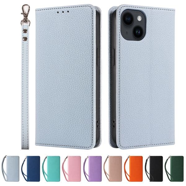 Litchi Pattern Phone Cases Leather Wallet Mobile Phone Cover For iPhone 16 15 14 13 12 MINI 11 Pro Max X XR XSMAX 7 8 Plus Stand Holder Flip Case Card Slot With Rope