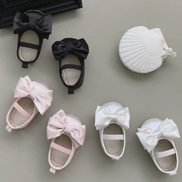 Spring Autumn Girls Bow Ballet Style Satin Soft Baby Anti-slip and Anti Drop Heel Princess Toddler Shoes 250219
