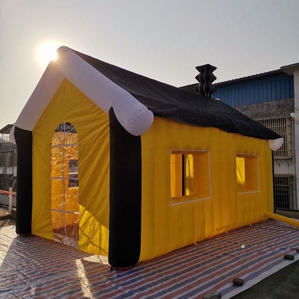 7mLx4mWx3.5mH (23x13.2x11.5ft) with blower Yellow Inflatable House Party Tent Building with 1 Door for Christmas or Other Big Events