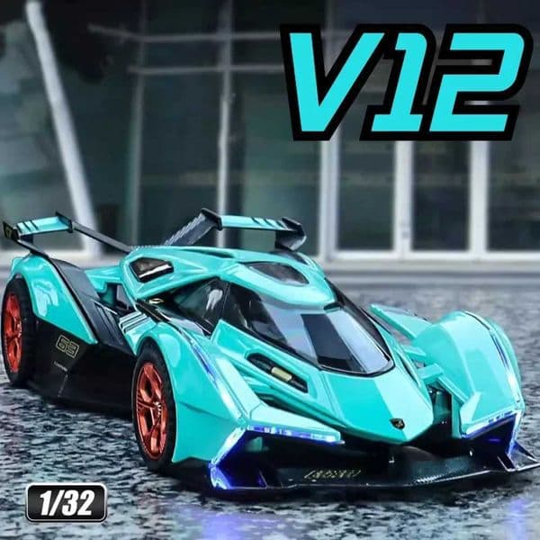 1 32 Lambor V12 GT Super Car Model Toy Metal Diecast Pull Back Music Light Miniature Racing Vehicle Models Decoration Boys GiftsXJ250220