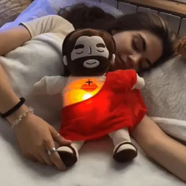 40CM Breathing Soothe Plush for Kids Soft Soothing Plushies Comforting Jesus Heart Toy Easter Christmas Gifts 250220