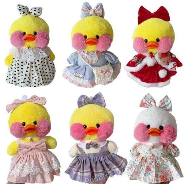 30cm Regular Clothes Yellow Duck Accessories Soft Toy Duck Clothing Set Cartoon Stuffed Dolls Fluffy Duck Plush Doll Outfit W250219