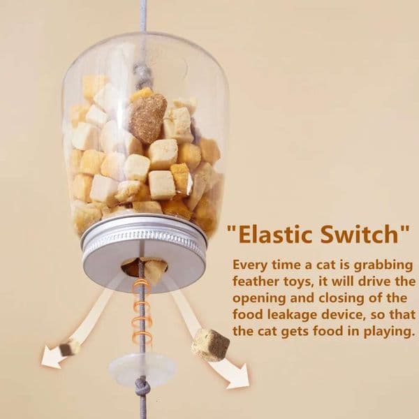 Cat Interactive Cats Leak Feather Toys with Bell Hanging Door Scratch Rope Pets Food Feeder Dispenser Kitten Caip Toy
