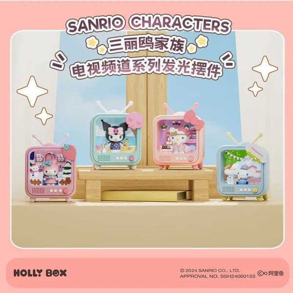 MINISO Character TV Channel Series Luminous Night Light Toys Anime Cinnamoroll HelloKitty Girls Desktop Ornaments