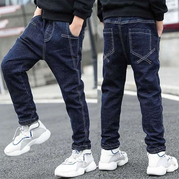Spring and Autumn Boys Jeans Teenage Kids Pants Childrens Fashion High Elastic Denim Trousers Slim with Pants 4 6 8 10 12Years Z250220