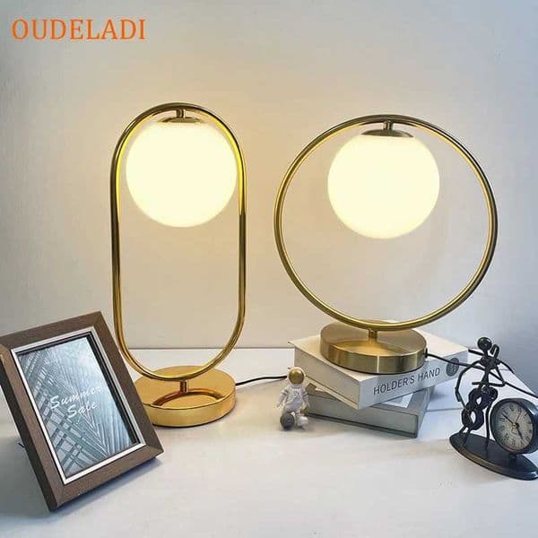 Metal Base Plate Modern Minimalist Frosted Glass Led Desk Lamp For Study/Bed Room Nordic Art Deco Golden Body Table Lamp Z250220