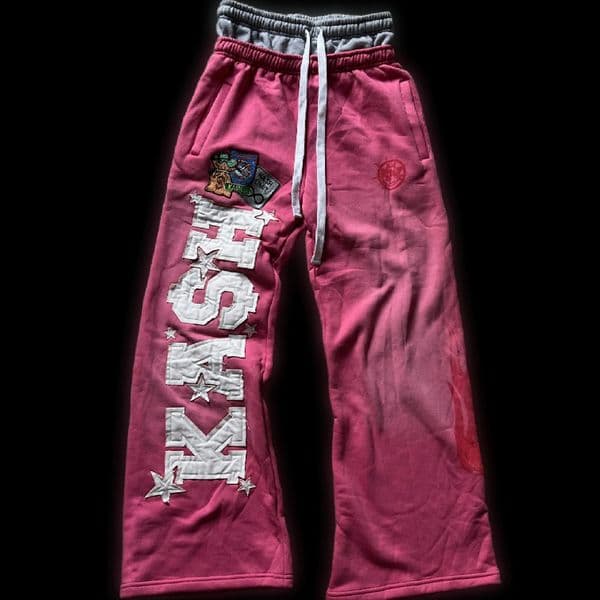 Men's Pants Y2K Pink Joggers Pants Men Women Harajuku Strawberry Graphic Print Patch Double Waist Sweatpants Goth Elastic Low Waist Trousers 250221