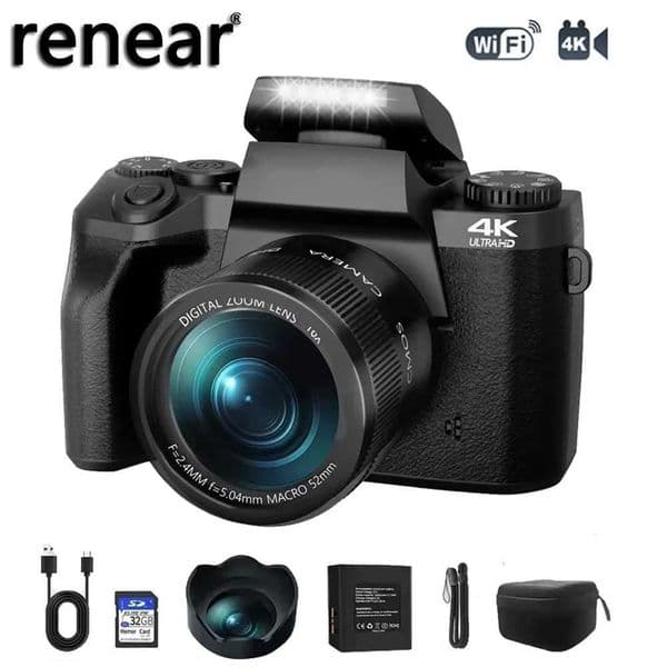 4K 64MP video camera professional instant Auto Focus 60FPS Vlog Camcorder 4 Inch 16X Zoom Touch For Youtube Tiktok Ins Webcam Z250220