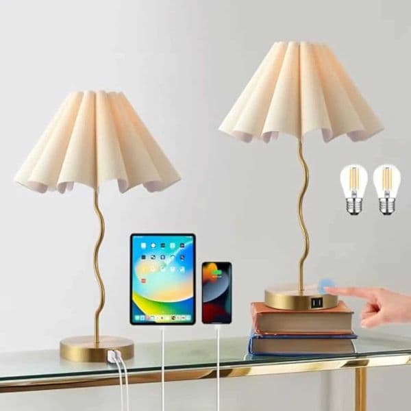 Table Lamps for Bedroom Living Room Gold Lamps Set of 2 Modern Touch Dimmable Lamp for End Table Bedside Night Stand Gold Lamp Z250220