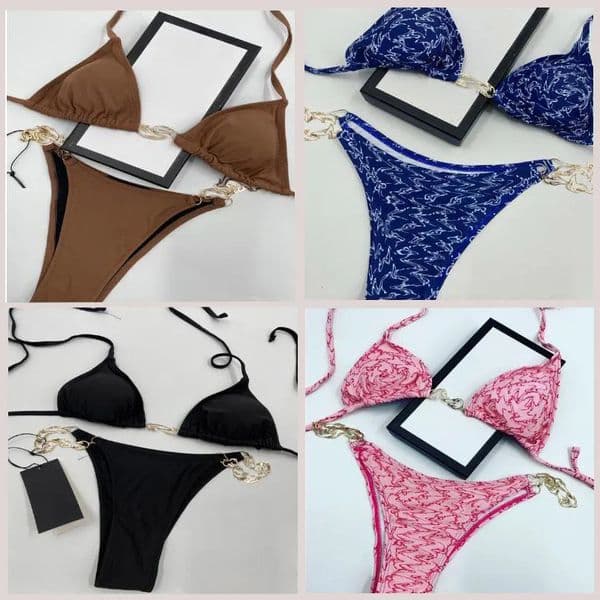 Luxury Womens bikini designer Sexy Beach Bikinis swim suit Fashion Letter Printed Lace Up Summer Split Swimsuit bikinis for women