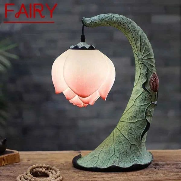 Fairy Contemporary Lotus Table Lamp Chinese Retro Living Room Bedroom Study Tea Room Villa Hotel Decorative Desk Lamp Z250220
