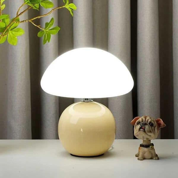 Mushroom Table Lamp Ceramic Atmosphere Night Lights Eye Protection Bedroom LED Light Z250220