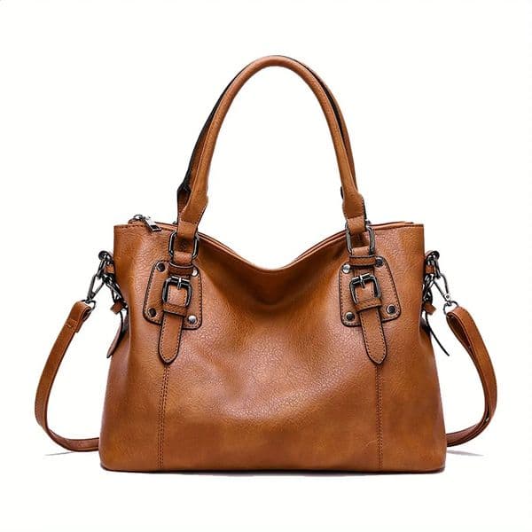 Large Capacity Tote Bag Retro er Women Handbags Soft Pu Leather Multi-pocket Casual Ladies Shoulder Crossbody Bag 250217BJ