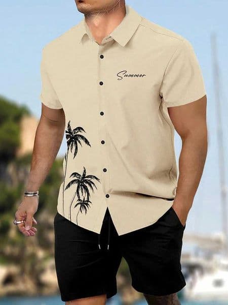 Daily Fashion Mens Short-sleeved Shirts Summer Short-sleeved Shirts And Beach Pants Mens Street Casual Two-piece Mens Shorts W250613