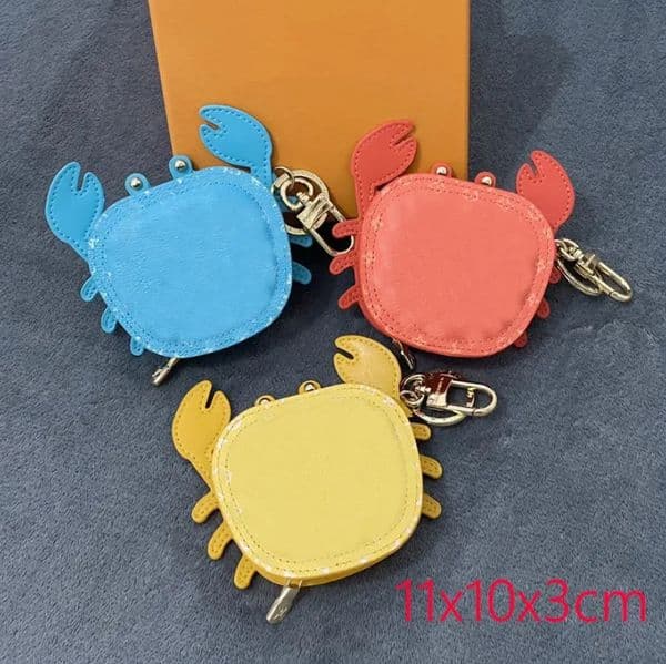 Keychains Lanyards - Genuine Leather Mini Tortoise Bag Keychain Wallet - Designer Crab Coin Purse Pendant - Turtle Coin Holder Waist Bag T260402