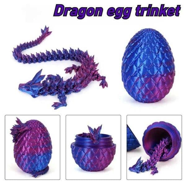 3D Printed Dragon Egg with a Fully Articulated Dragon Model Movable and Rotatable Desktop Ornament Toy for Kids Z250220
