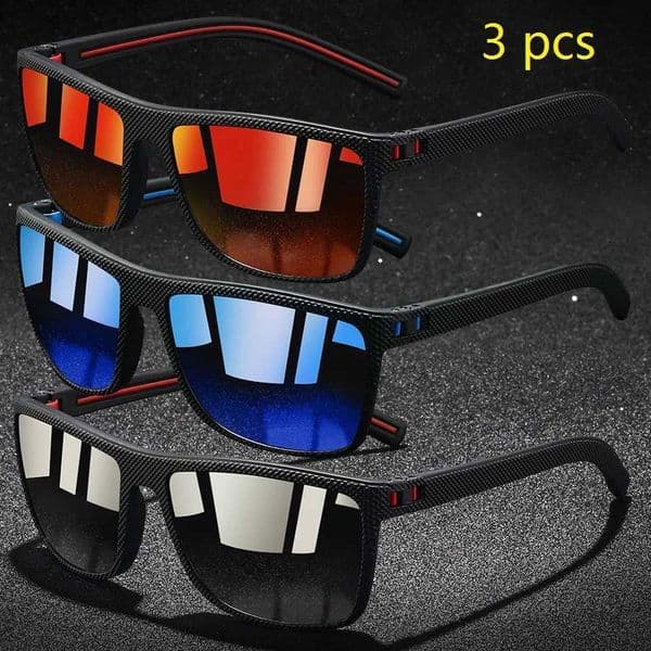 3 Pieces Vintage Check Pattern Polarized Sunglasses For Men Women Fishing Driving Fashion Square Brand Design Sun Glasses UV400 W250222
