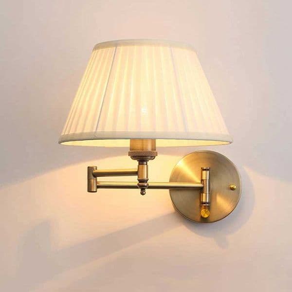 American Telescopic Wall Lamp Fabric Iron Folding Rocker Arm Lamp Creative Bedroom Bedside Lamp Study Reading Lighting Z250220