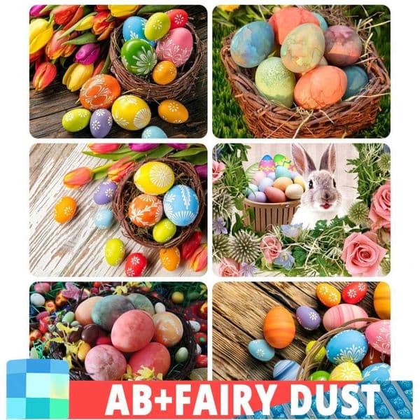 AB Fairy Dust Full Drill Diamond Painting Rabbit 5D Diy Embroidery Animal Mosaic Easter Egg Cross Stitch Rose Handicraft Z250220