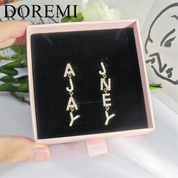 DOREMI Custom Diamond Name Drop Earring Stud 6mm8mm9mm Personalized Jewelry Manufacturer 250213