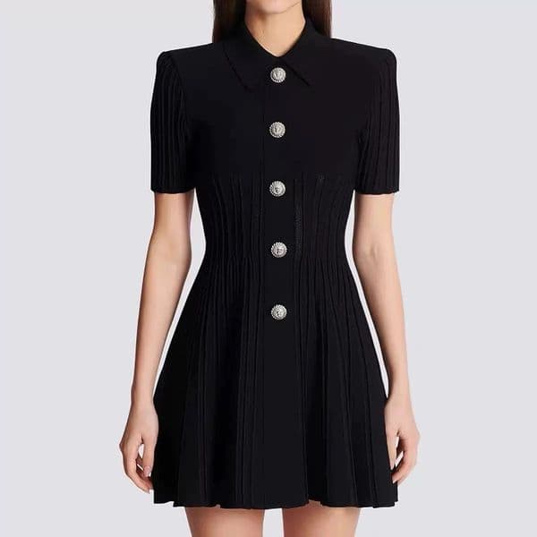 designer basic casual knitted dresses pattern knitted long sleeve womens clothing lapel neck autumn knits