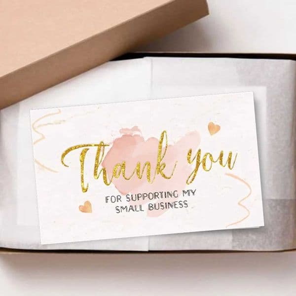 30 Pcs/pack Thank you Card Foil Gold Card Thank you For your Supporting my Small Business Card Small Shop Gift Decorative Card M250222