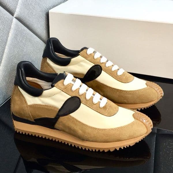 Designer Flow Runner sports shoes casual brand Women Forrest shoes side nylon suede fine strap decorative sports shoes Mens calf leather running shoes