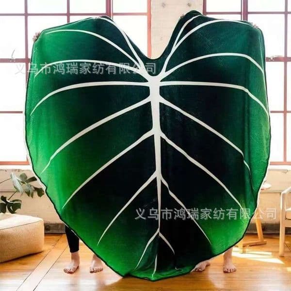 Blanket Hot Selling Vein Shaped Flannel Funny Birthday Gift Green Leaf Blanket, Cover Blanket